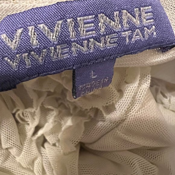 Vivienne Tam- large-VINTAGE-sleeveless blouse-Large-puffy flowers on front-liner - Picture 9 of 10